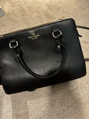 Authentic Kate Spade Black Pebbled Leather Satchel with Gold Hardware